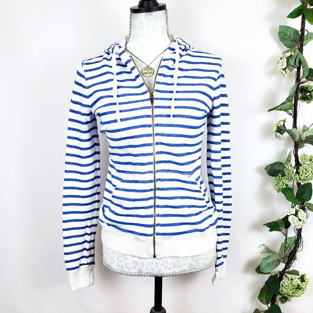 CLOSET CLOSING! Tommy Hilfiger • Blue & White Stripe Zip Up Hoodie